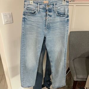 Mother Jeans The Tomcat Flood Big Hair Don't Care Size 26 Light Wash Button Fly
